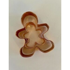 Vintage 6"/3” Gingerbread Boy‎ Man Copper Plated Cookie Cutter Baking